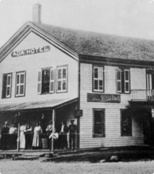 Old town of Ada, MI with iconic Ada Hotel.